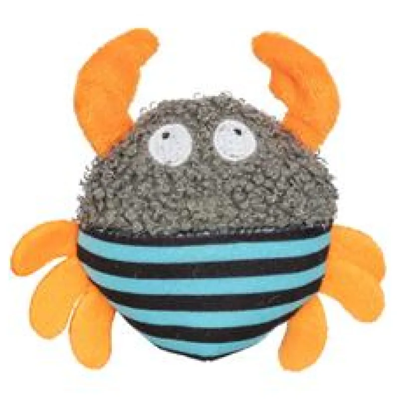 Krab s catnipem, plyšová hračka pro kočky, 9 cm, šedá/oranžová/tyrkysová 1 ks