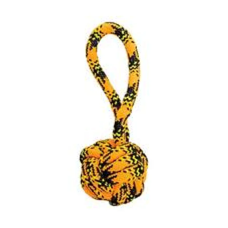 Přetahovadlo s uzlovaným míčem HipHop ROPE , neon oranžová, černá, žlutá 1 ks