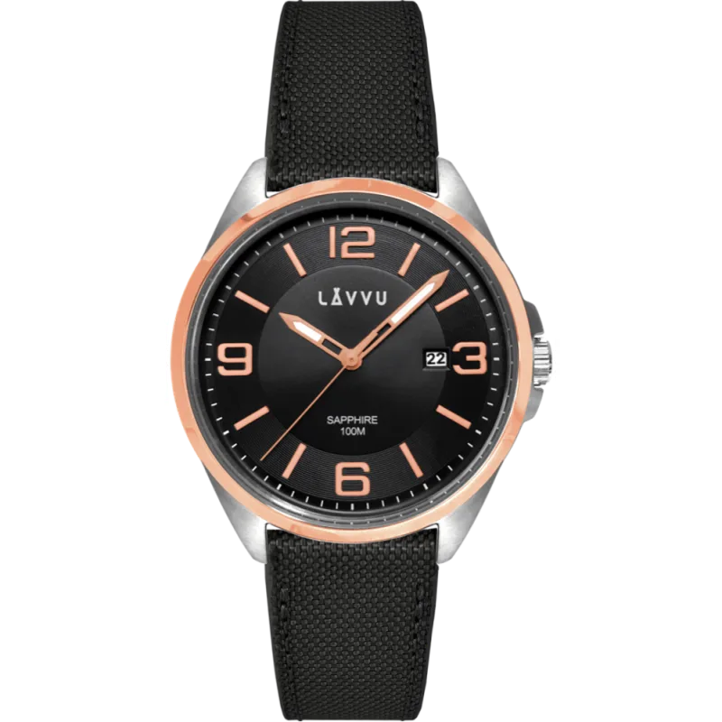 LAVVU Pánské hodinky se safírovým sklem HERNING Rose Gold LWM0099