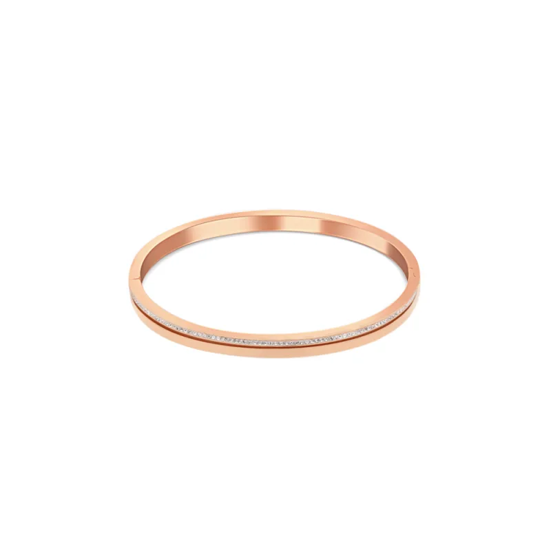 JVD Dámský rose gold ocelový náramek se zirkony SSSB0057XI8RO00