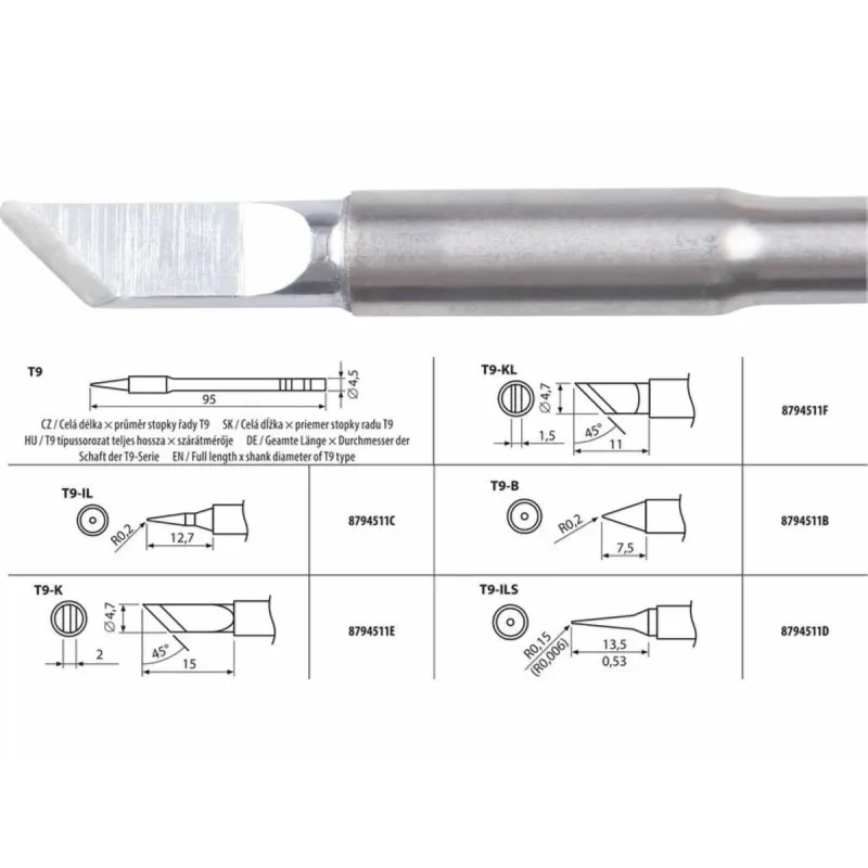 Hrot spájkovací T9-K pre 8794511, EXTOL INDUSTRIAL