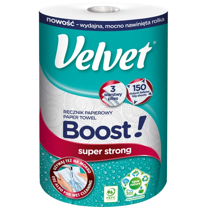 Velvet BOOST 3V papierové uteráky biele 1 rolka