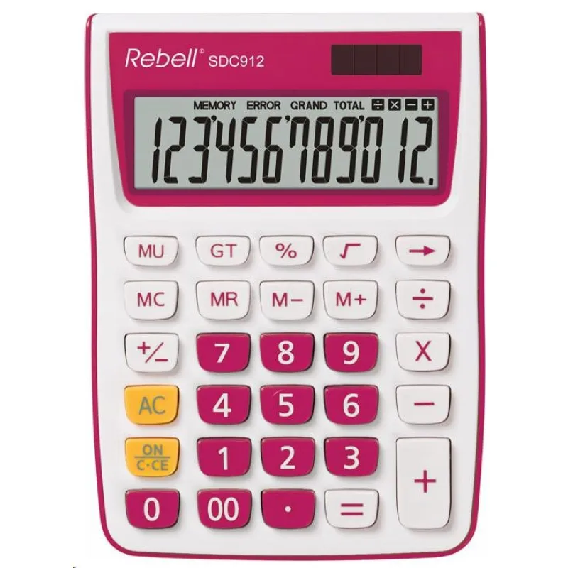 REBELL kalkulačka - SDC912 PK - růžová RE-SDC912PK BX