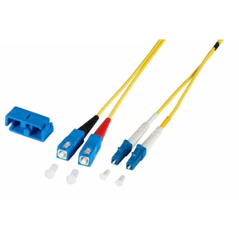 Optický kábel LC-SC, 2m Duplex OS2(9/125µm), LSOH, 2mm, žltý O0360.2
