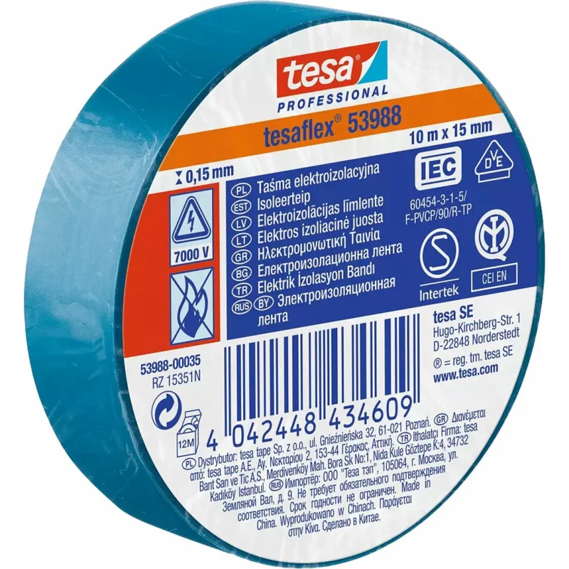 Páska 53988 elektroizolačná modrá 15mm x 10m, Tesa