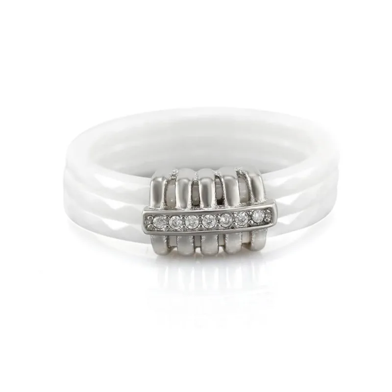 Keramický prstýnek 7870 (velikost 59) - bílý