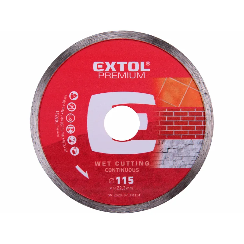 Diamantový rezný kotúč plný, 115mm, EXTOL PREMIUM