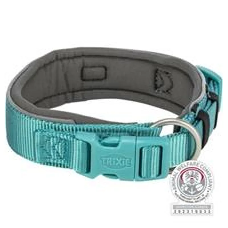 PREMIUM obojek EXTRA široký, aqua/grafit S-M: 33-42 cm/35 mm