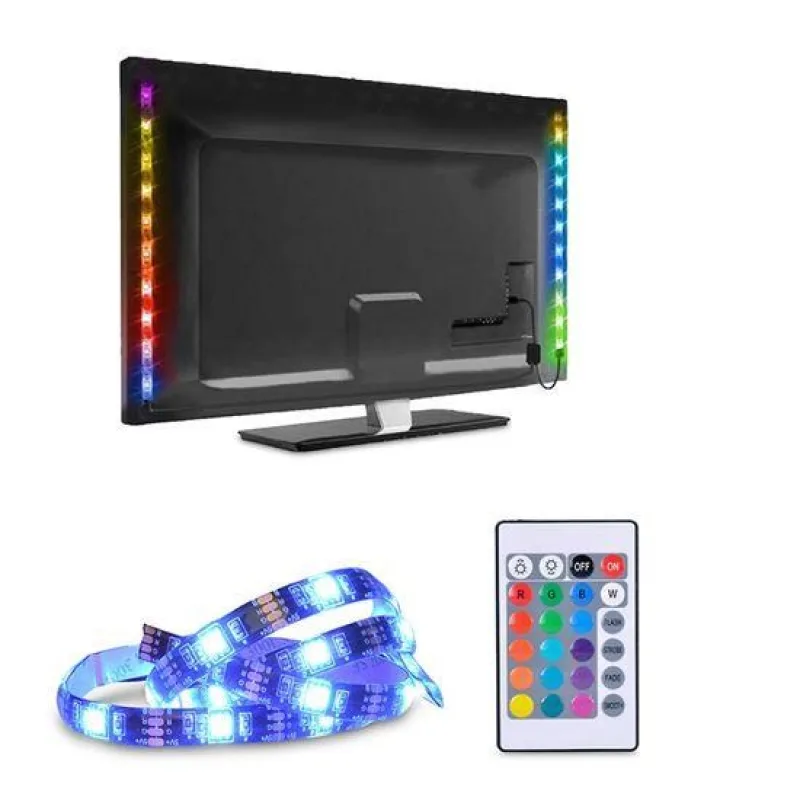 Solight LED RGB pásek pro TV, 2x 50cm, USB, vypínač, dálkový ovladač…