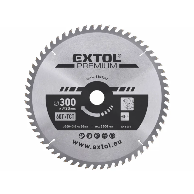Kotúč pílový s SK plátkami, Ø300x3,2x30mm, 60z, EXTOL PREMIUM