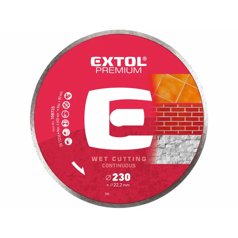 Diamantový rezný kotúč plný, 230mm, EXTOL PREMIUM