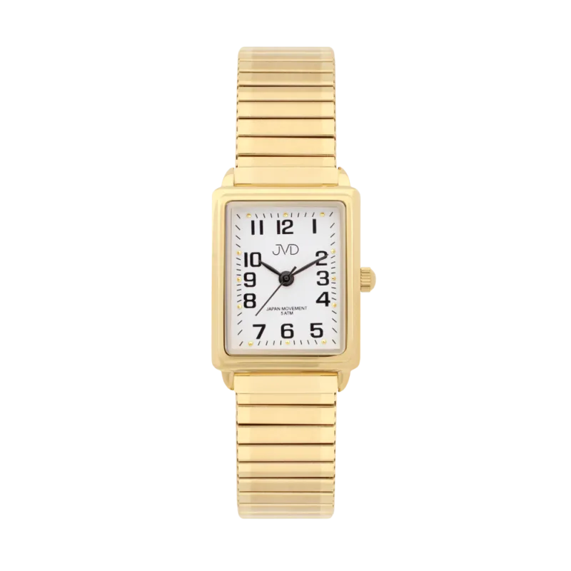 JVD Pozlacené elegantní hranaté ocelové hodinky JVD steel J4072.4 - unisex s pérovacím páskem