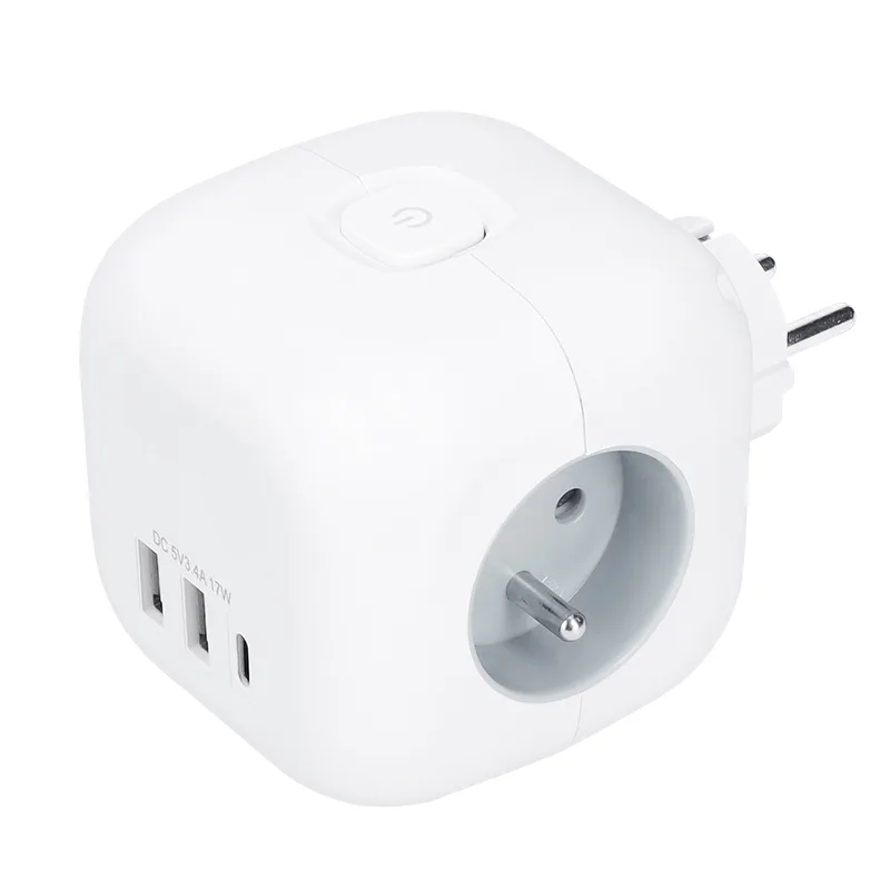 Solight rozbočka kostka, 3x 16A + USB A+C, bílá, vypínač P110C