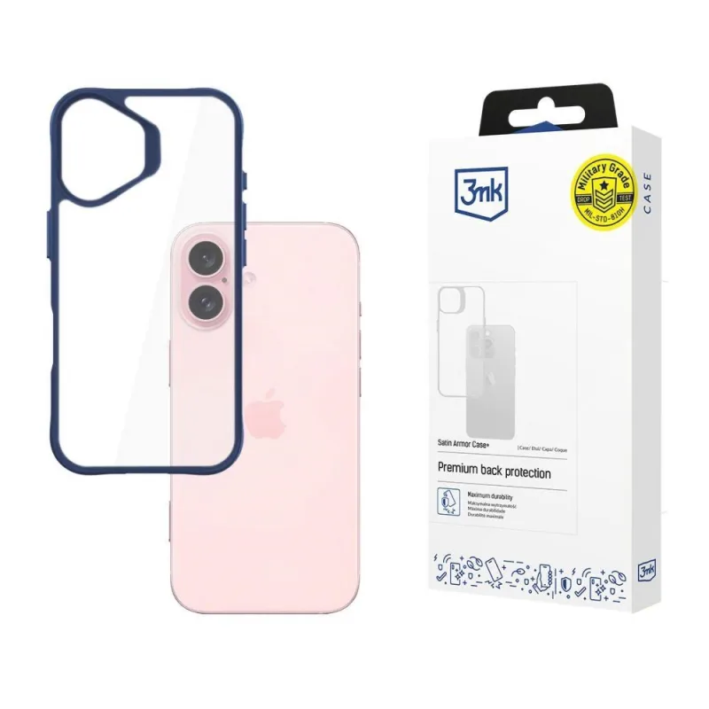 3mk ochranný kryt Satin Armor Case+ Blue pro Apple iPhone 16 5903108592659