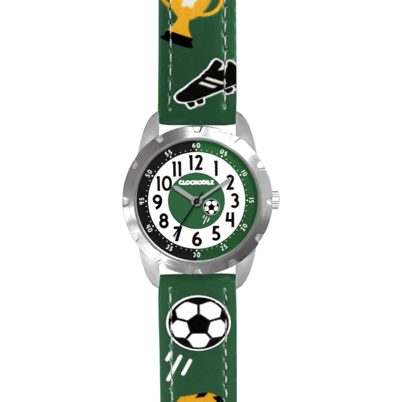 CLOCKODILE Svítící zelené chlapecké dětské hodinky FOTBAL CWB0071
