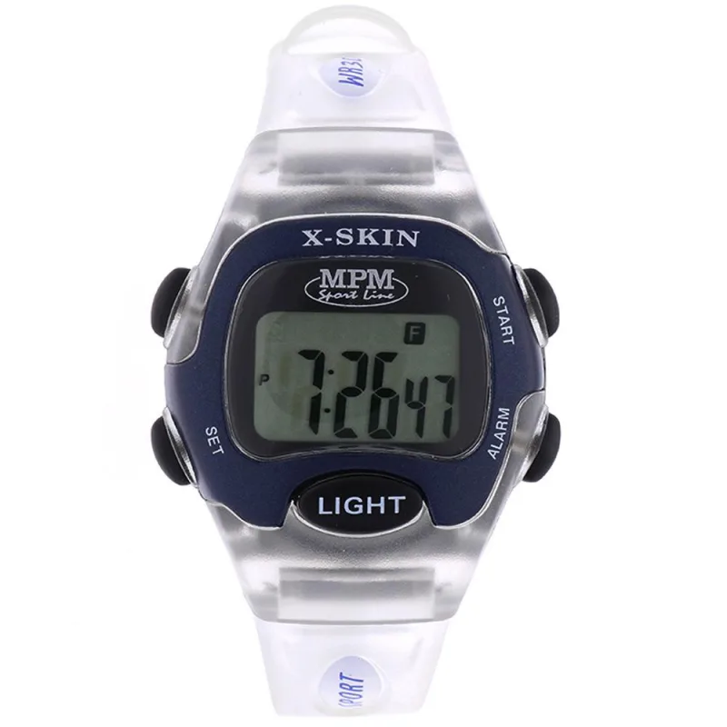 MPM Bílo modré digitální hodinky MPM 58-D61327LTT102001+plyš