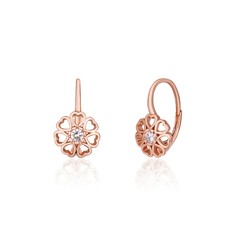 JVD Dámské rose gold stříbrné náušnice se zirkony klasické SVLE1514XH2ROXS SKLAD