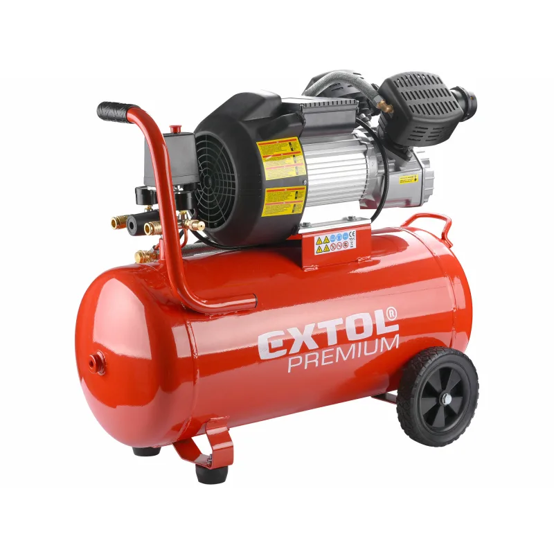 Kompresor olejový dvojvalcový, príkon 2,2kW, nádoba 50l, max. 8bar, EXTOL PREMIUM