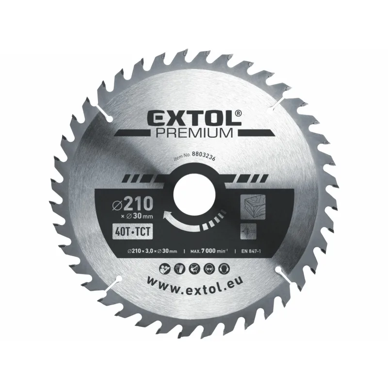 Kotúč pílový s SK plátkami, Ø210x3,2x30mm, 40z, EXTOL PREMIUM