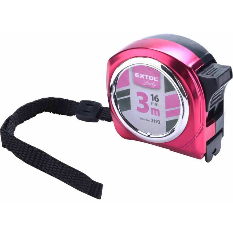 Meter zvinovací ružový, 3m/16mm, 1xbrzda, EXTOL LADY