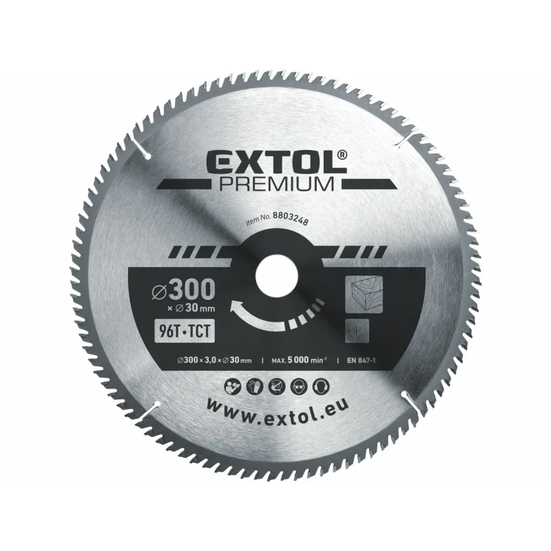 Kotúč pílový s SK plátkami, Ø300x3,2x30mm, 96z, EXTOL PREMIUM