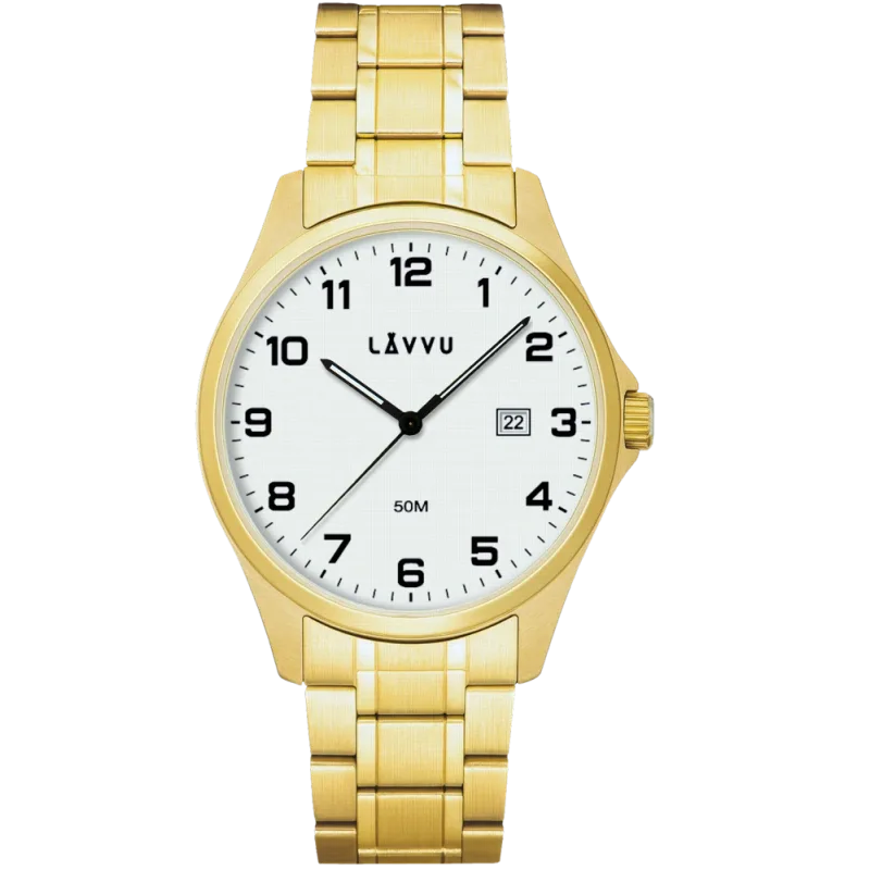 LAVVU Náramkové ocelové pánské hodinky GLIMT Gold LWM0323