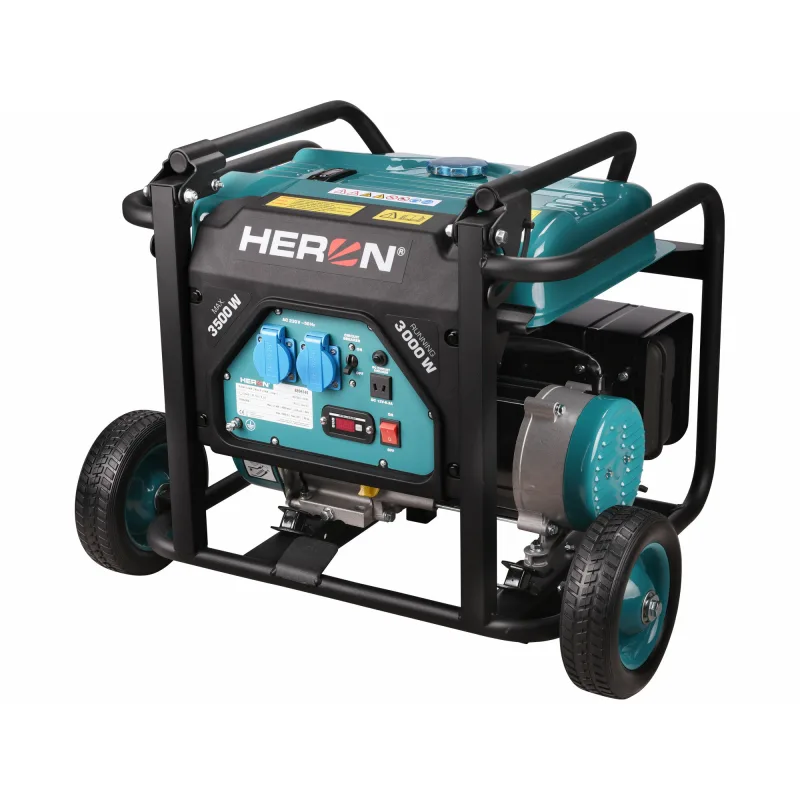 Elektrocentrála rámová benzínová 1F, 3,5kW, podvozok, HERON