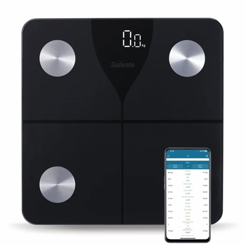 Salente SlimFit, osobní diagnostická fitness váha, Bluetooth, černá…