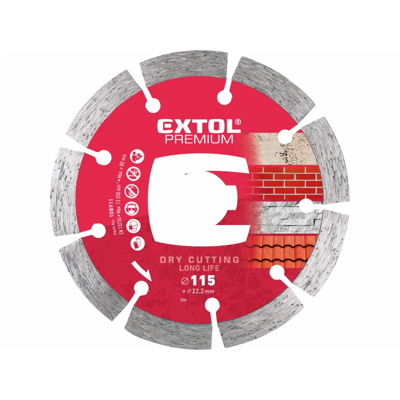 Diamantový rezný kotúč segmentový Long Life, 115mm, EXTOL PREMIUM