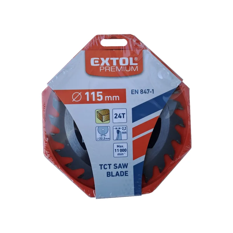 Kotúč pílový s SK plátkami, Ø115x2,6x22,2mm, 24z, EXTOL PREMIUM