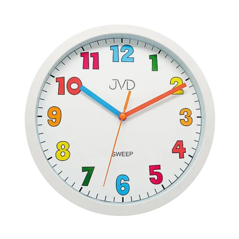 JVD Bílé barevné tiché netikající dětské hodiny JVD sweep HA46.3