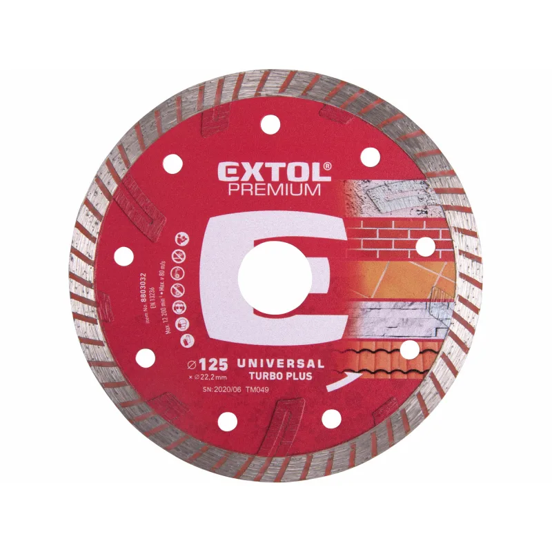 Diamantový rezný kotúč Turbo plus, Ø125mm, EXTOL PREMIUM