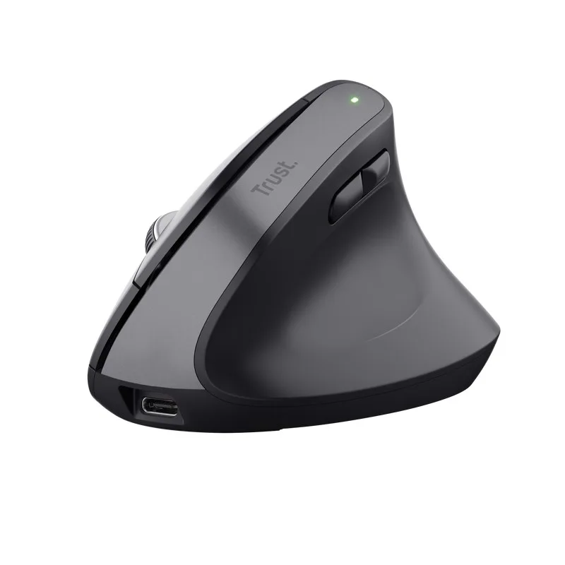 TRUST myš Bayo+ Ergonomická vertikální myš, Bezdrátová, černá 25146