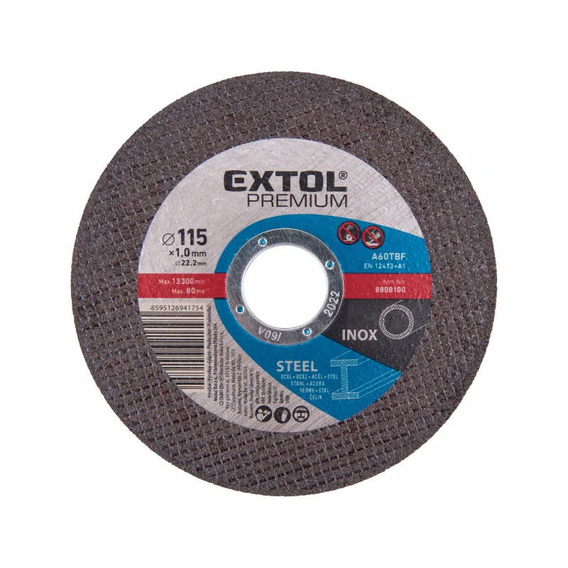 Kotúč rezný na oceľ a antikoro, 115x1,0mm, EXTOL PREMIUM