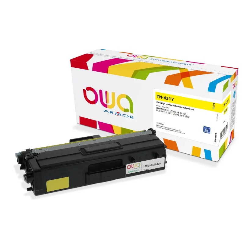 OWA Armor toner kompatibilný s Brother TN-421Y, 1800st, žltá/ yellow…