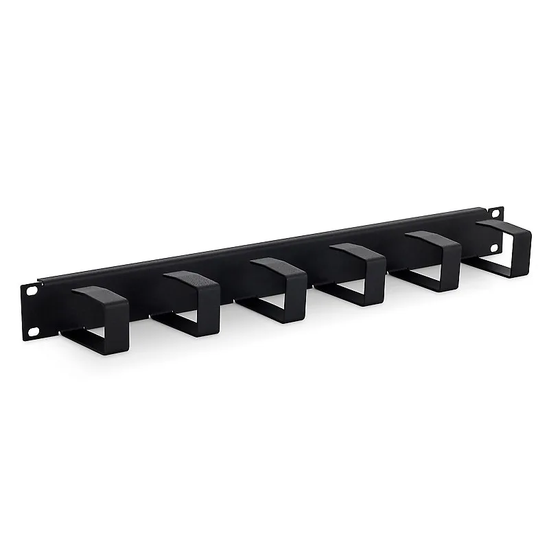 19" vyväzovací panel 1U 6x háčik 70x40mm čierny kov RAB-VP-X21-A1