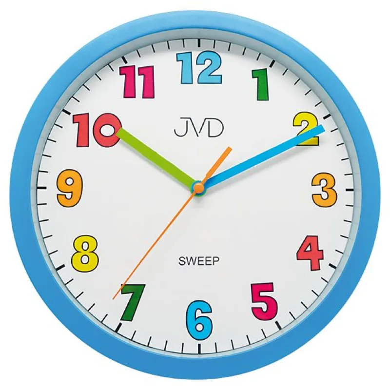 Modré barevné tiché netikající dětské hodiny JVD sweep HA46.1