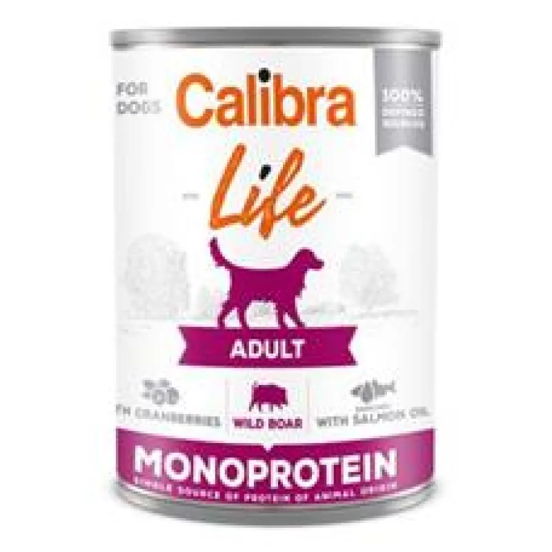 Calibra Dog Life  konz.Adult Wild boar with cran. 5x400g + 1ks ZDARMA