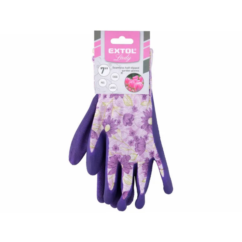 Rukavice polyesterové polomáčané v latexe, 8", EXTOL PREMIUM