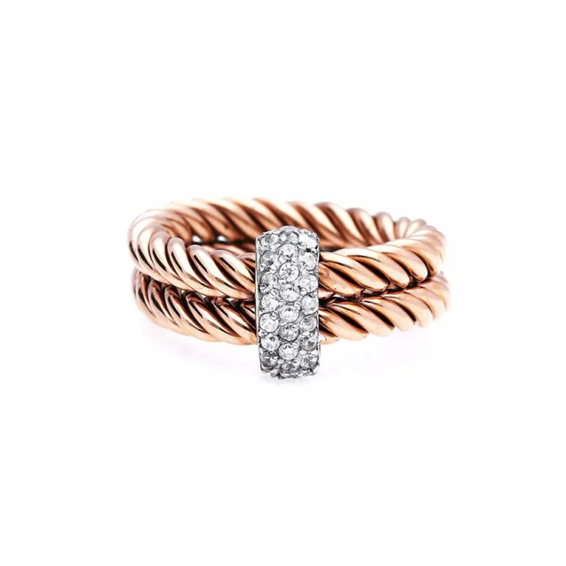 MPM Prsten z chirurgické oceli růžový MPM Ring 6509, Gold rose, size 57