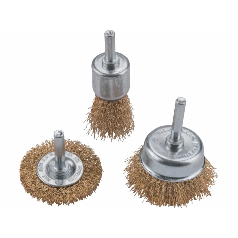 Kartáče so stopkou, vlnitý pomosadzený drôt 0,3mm, 3-dielna sada, EXTOL CRAFT