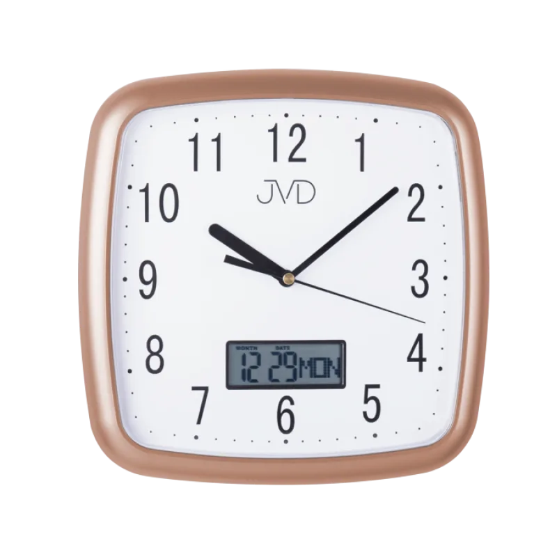 Plastové hodiny JVD DH615.5 - met. rose s datumem a kalendřem (digitální)