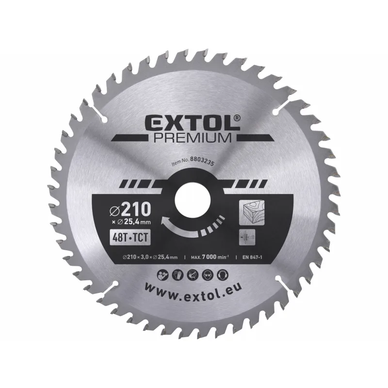 Kotúč pílový s SK plátkami, Ø210x3,2x25,4mm, 48z, EXTOL PREMIUM