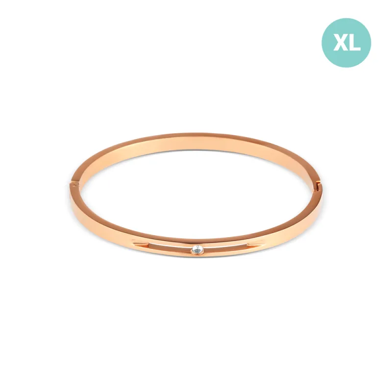 JVD Dámský ocelový rose gold pevný náramek se zirkony SSSB0096XI8ROXL