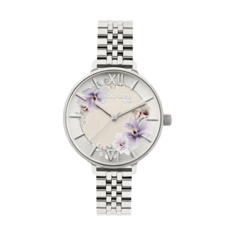 Dámské luxusní designové hodinky SUNDAY ROSE Spirit SILVER SUN-S10
