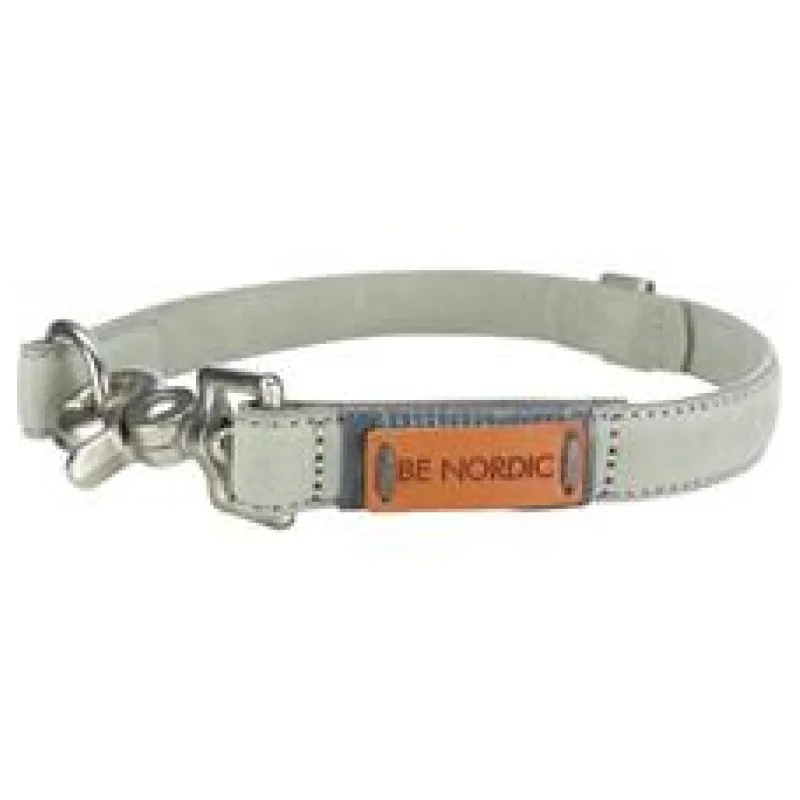BE NORDIC kožený obojek - světle šedá L-XL: 55 cm/30mm