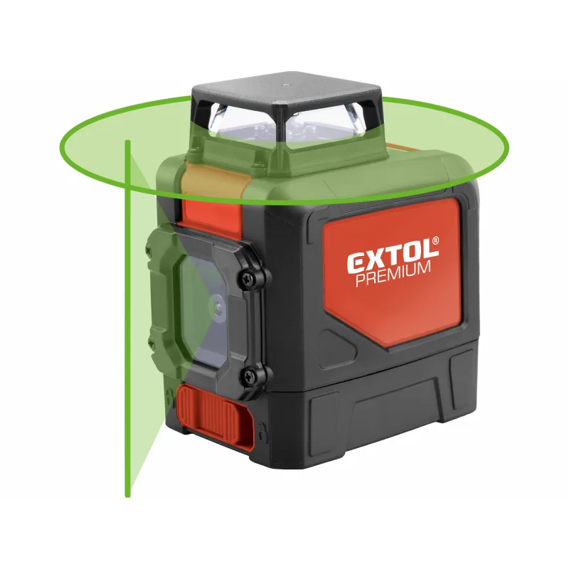 Laser líniový, krížový samonivelačný, zelený, 1D1V(1H360+1V), EXTOL PREMIUM