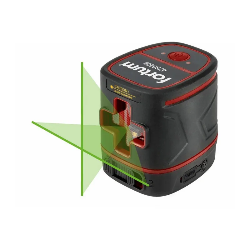 Laser líniový, krížový samonivelačný, zelený, 1H1V, Li-ion akumulátor, FORTUM