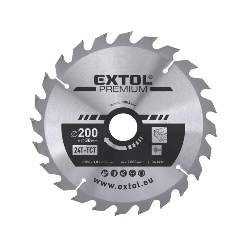 Kotúč pílový s SK plátkami, Ø200x3,2x30mm, 24z, EXTOL PREMIUM