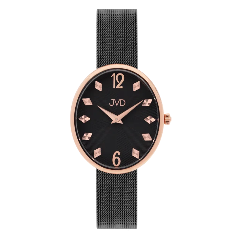 JVD Dámské oválné černé rose gold hodinky JVD J4194.3